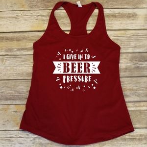 I Give Into Beer Pressure - red fitted tank top